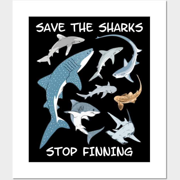 Save the Sharks - Stop Finning Wall Art by NicGrayTees